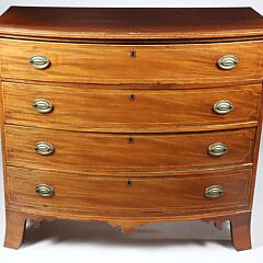 American Mahogany Inlaid bow Front Chest of Drawers, circa 1800