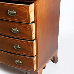 American Chippendale Mahogany Inlaid Bow Front Chest of Drawers, circa 1800