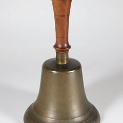 Antique Brass and Wood Bell with Scribed Grip