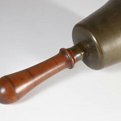 Antique Brass and Wood Bell with Scribed Grip
