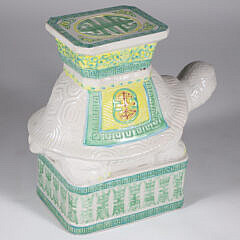 Vintage Asian Ceramic Turtle Garden Stool