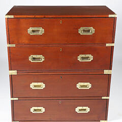 Pair of Antique English Brass Bound Campaign Night Stands