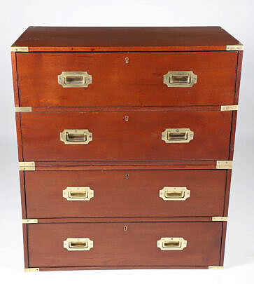 Vintage English Brass Bound Two Part Campaign Chest