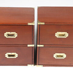 Pair of Antique English Brass Bound Campaign Night Stands