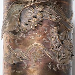 Japanese High Relief Bronze Cylinder, 19th Century