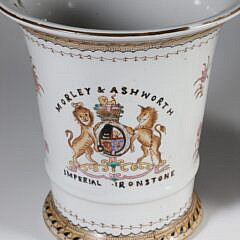 Pair of Asian Signed Underglaze Cache Pots with the Arms of Morley & Ashworth Imperial Ironstone