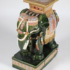 Vintage Decorated Ceramic Elephant Garden Stool