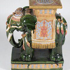 Vintage Decorated Ceramic Elephant Garden Stool
