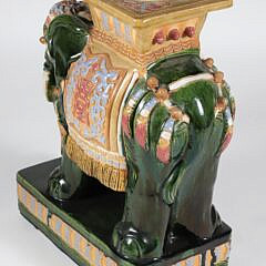 Vintage Decorated Ceramic Elephant Garden Stool