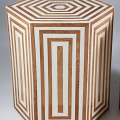 Fine Pair of Modern Hexagonal Inlaid Side Table Stands