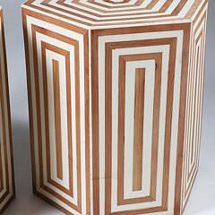 Fine Pair of Modern Hexagonal Inlaid Side Table Stands