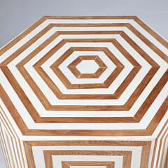 Fine Pair of Modern Hexagonal Inlaid Side Table Stands