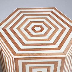 Fine Pair of Modern Hexagonal Inlaid Side Table Stands