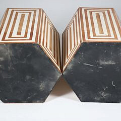 Fine Pair of Modern Hexagonal Inlaid Side Table Stands