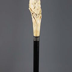 Whaler Made Bust of a Gentleman Knob Walking Stick, 19th Century