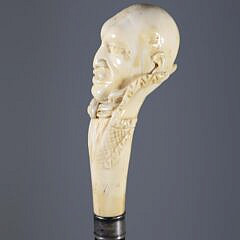 Whaler Made Bust of a Gentleman Knob Walking Stick, 19th Century