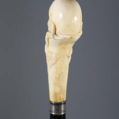 Whaler Made Bust of a Gentleman Knob Walking Stick, 19th Century