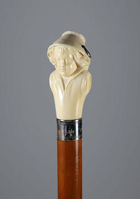 Whaler Made Female Bust Knob Walking Stick, 19th Century