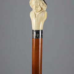 Whaler Made Female Bust Knob Walking Stick, 19th Century