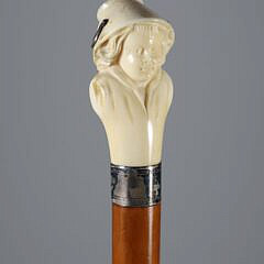 Whaler Made Female Bust Knob Walking Stick, 19th Century