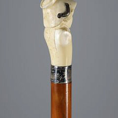 Whaler Made Female Bust Knob Walking Stick, 19th Century
