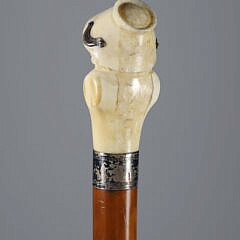 Whaler Made Female Bust Knob Walking Stick, 19th Century