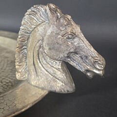 Vintage Hand Hammered Silverplate Horse Head Oval Serving Tray, 20th century