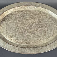 Vintage Hand Hammered Silverplate Horse Head Oval Serving Tray, 20th century