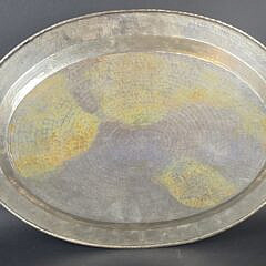 Vintage Hand Hammered Silverplate Horse Head Oval Serving Tray, 20th century