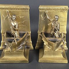 Pair of Vintage Brass New Bedford Moby Dick Whaler Bookends