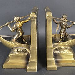 Pair of Vintage Brass New Bedford Moby Dick Whaler Bookends