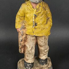 Vintage Figural Cast Iron Old Salt Fisherman Doorstop, 20th century