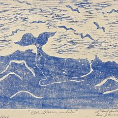 Vintage Limited Edition, Our Sperm Whale, Woodblock Print, 20th century
