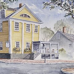 Greg G.S. Hill Watercolor on Paper, “Roberts House Inn Nantucket”, Painting, 20th century