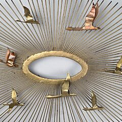 Vintage Curtis Jere Mid Century Modern Flying Bird Sunburst Wall Art Sculpture, 20th century