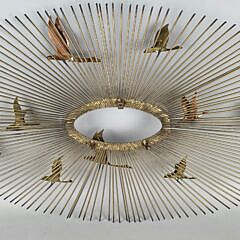 Vintage Curtis Jere Mid Century Modern Flying Bird Sunburst Wall Art Sculpture, 20th century