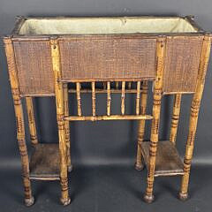 Antique English Bamboo Rectangular Plant Stand, 19th century
