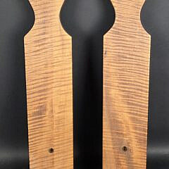 Pair of Tiger Maple Tear Drop Wooden Candlestick Wall Sconces