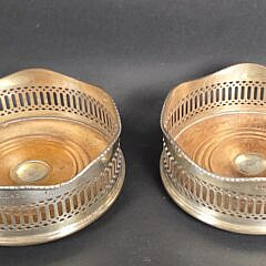 Pair of Sheffield Silver Plated Wine Coasters, 19th Century