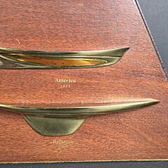 Pair of Vintage Americas Cup Brass Hull Bookends, 20th century