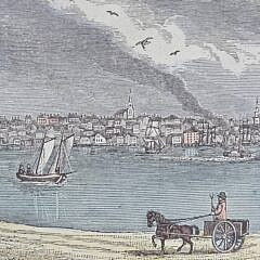 John Warner Barber Handcolored Steel Engraving “Southeastern View of Nantucket”