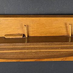 Vintage Inlaid Wooden Half Hull Boat Model, “Little Helen”, 20th century