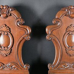 Pair of Antique English Mahogany Hall Chairs, 19th century