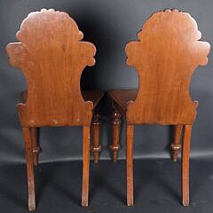 Pair of Antique English Mahogany Hall Chairs, 19th century