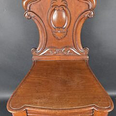 Pair of Antique English Mahogany Hall Chairs, 19th century