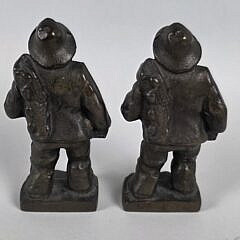 Pair of Vintage Bronze Figural Old Salt Fisherman Doorstops, 20th century