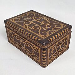 Antique Multiwood Inlaid Jewelry Box, 19th century