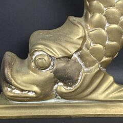 Antique/Vintage Solid Brass Figural Sea Serpent Dolphin Doorstop