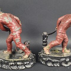 Pair of Henri Fugére Vintage Painted Figural Fisherman Art Statue Bookend