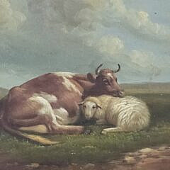 Antique Oil on Canvas Farmstead Still Life Painting, 19th century